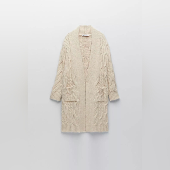 Zara chunky knit cardigan coat - Picture 5 of 12
